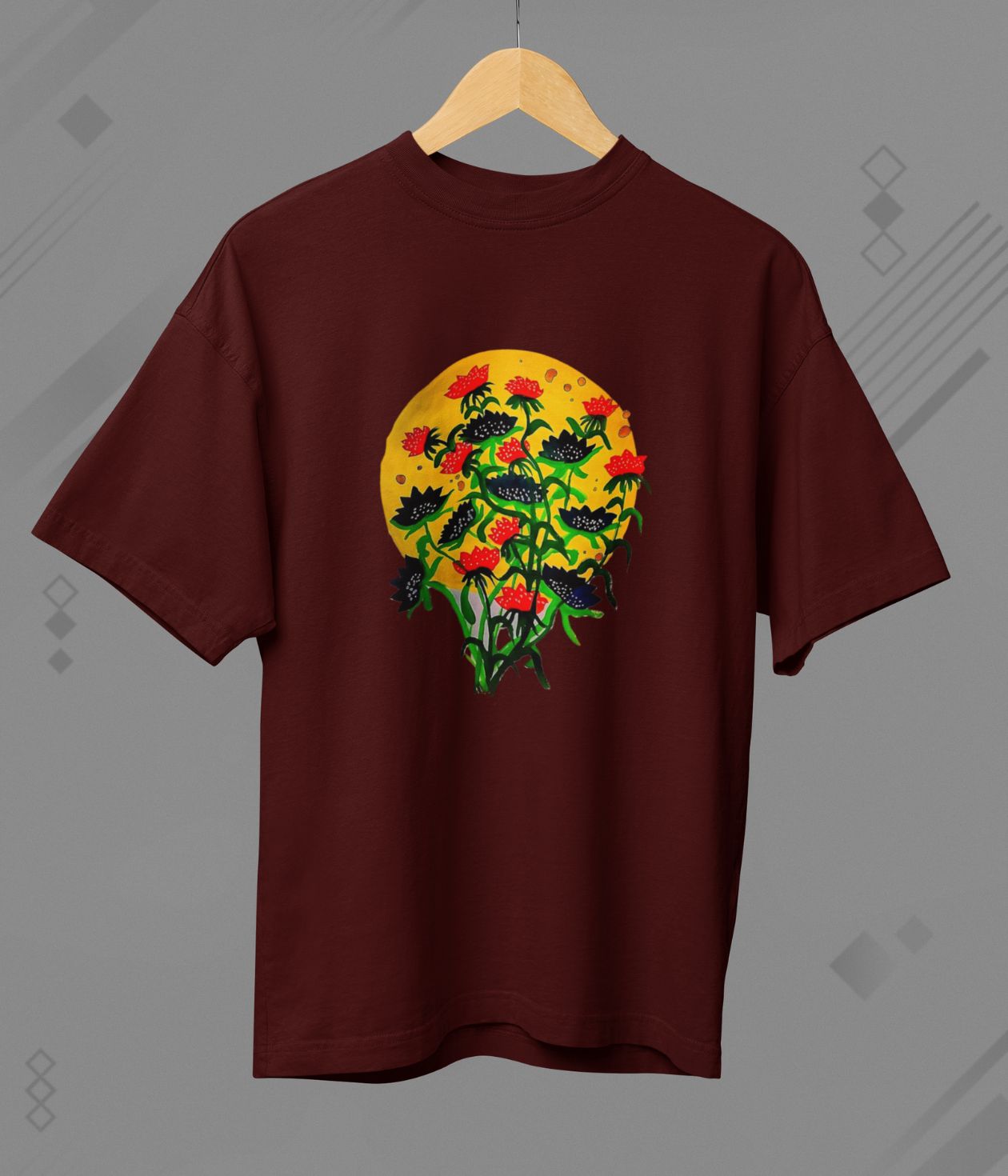 Floral Dusk - Terry Oversized T-Shirt - Dark