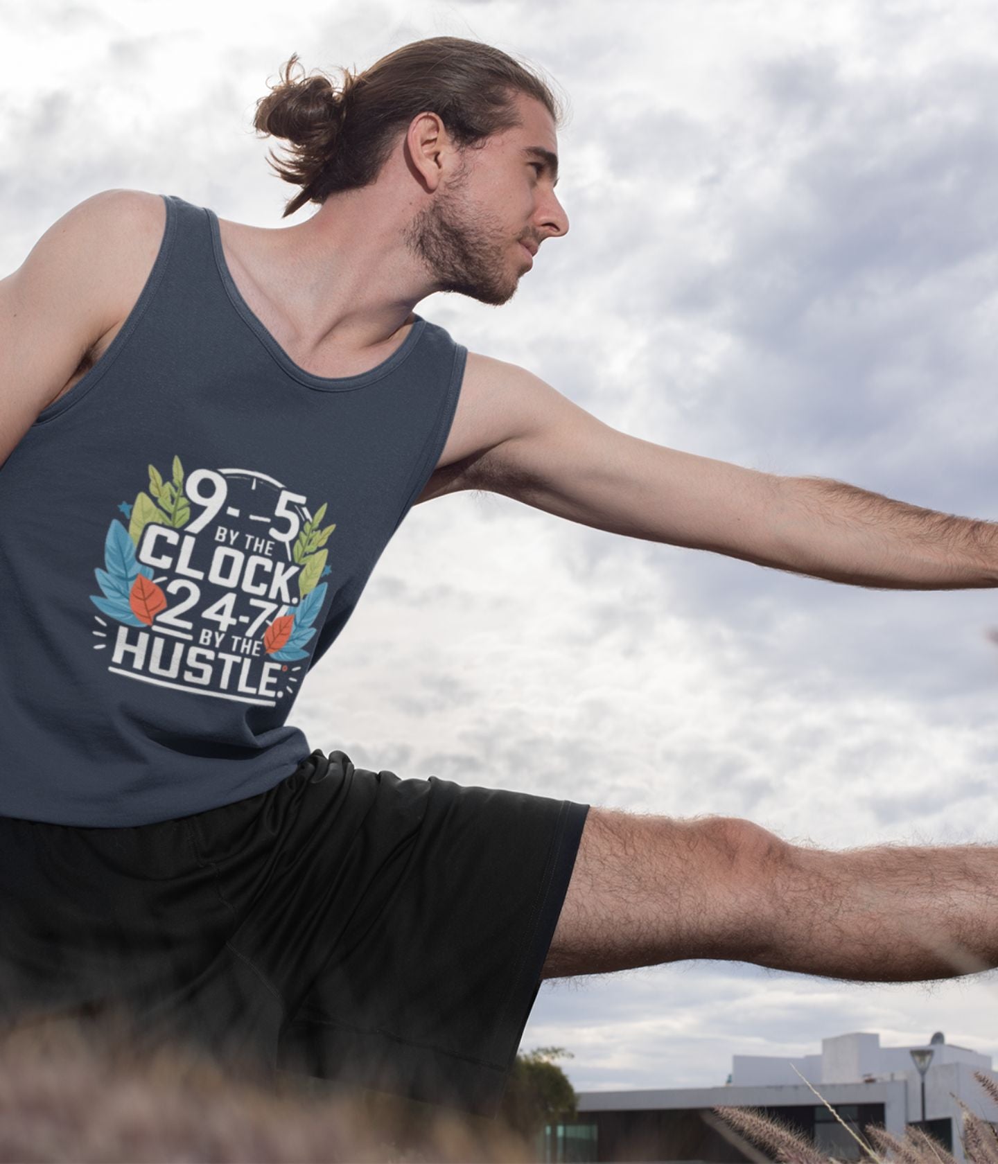 9-5 Hustle - Men's Gym Vest - Dark - aiink