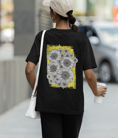 Sunflower Smiles - Terry Oversized T-Shirt - Dark