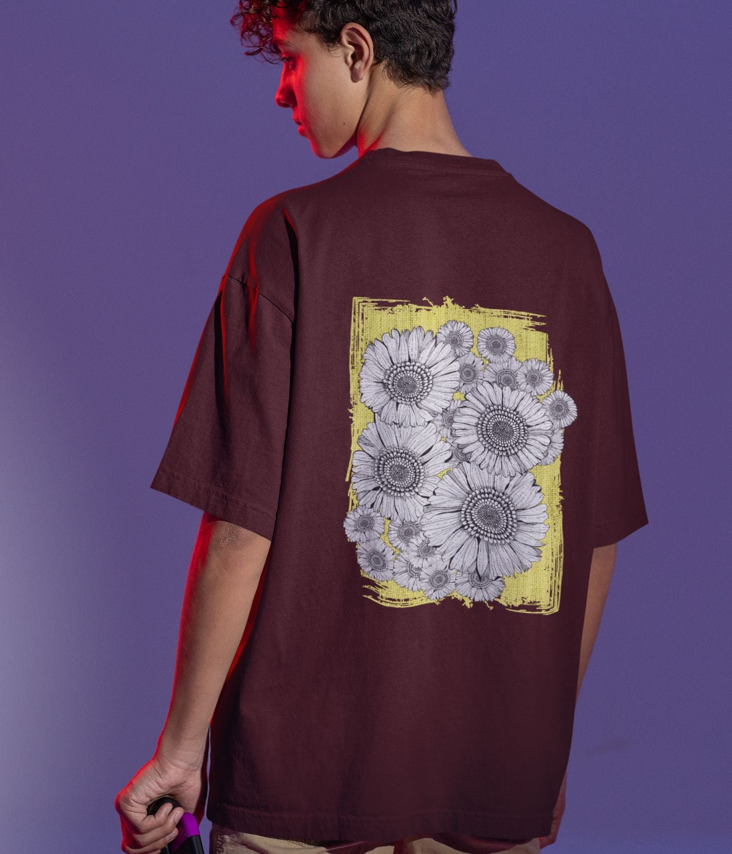 Sunflower Smiles - Terry Oversized T-Shirt - Dark