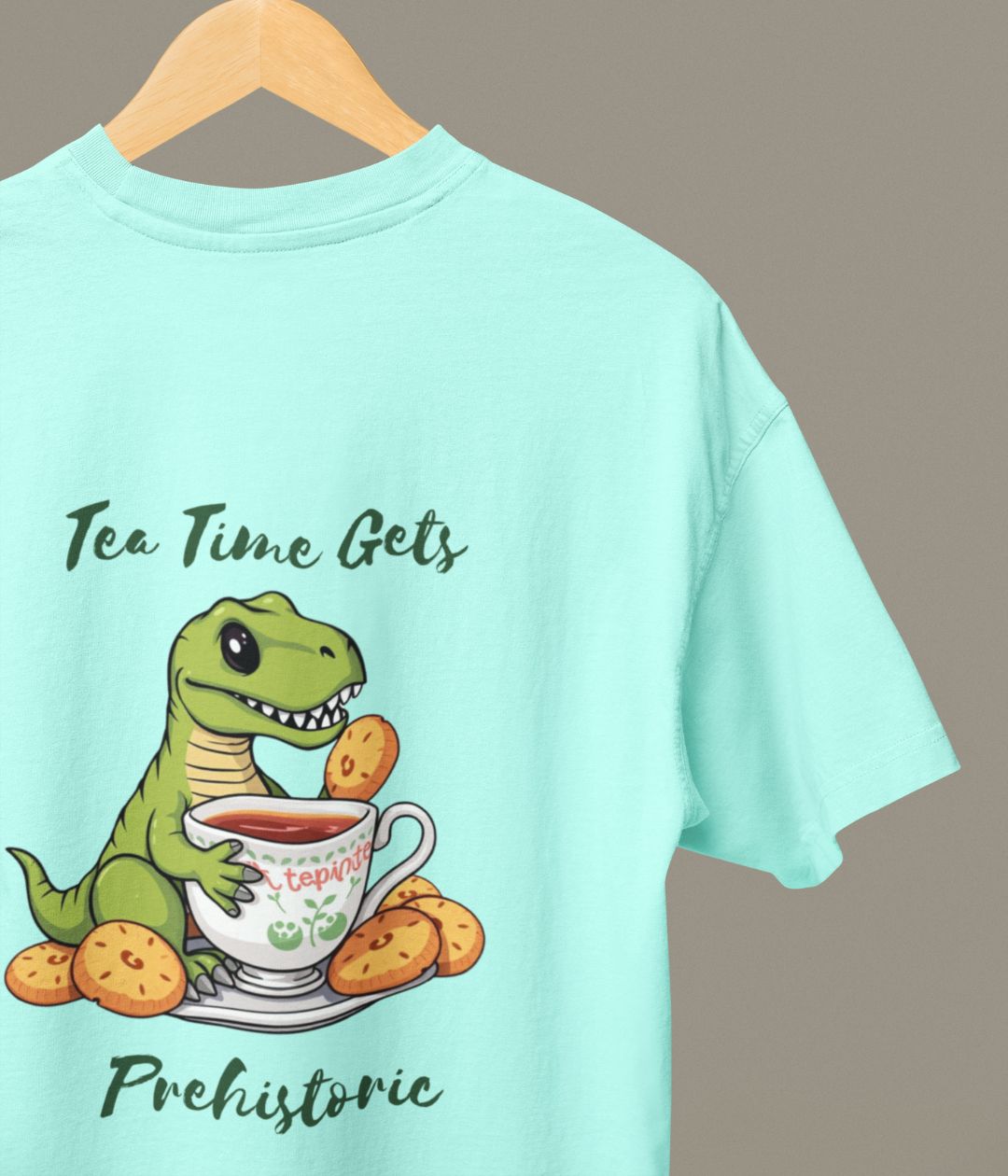 Tea Time Gets Prehistoric - Oversized Classic T-Shirt