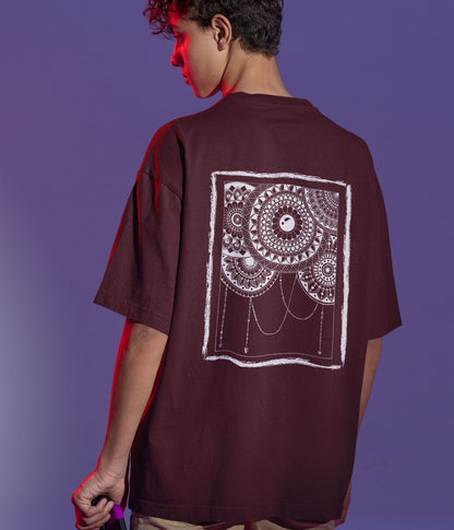 Mandala Frame - Terry Oversized T-Shirt - Dark