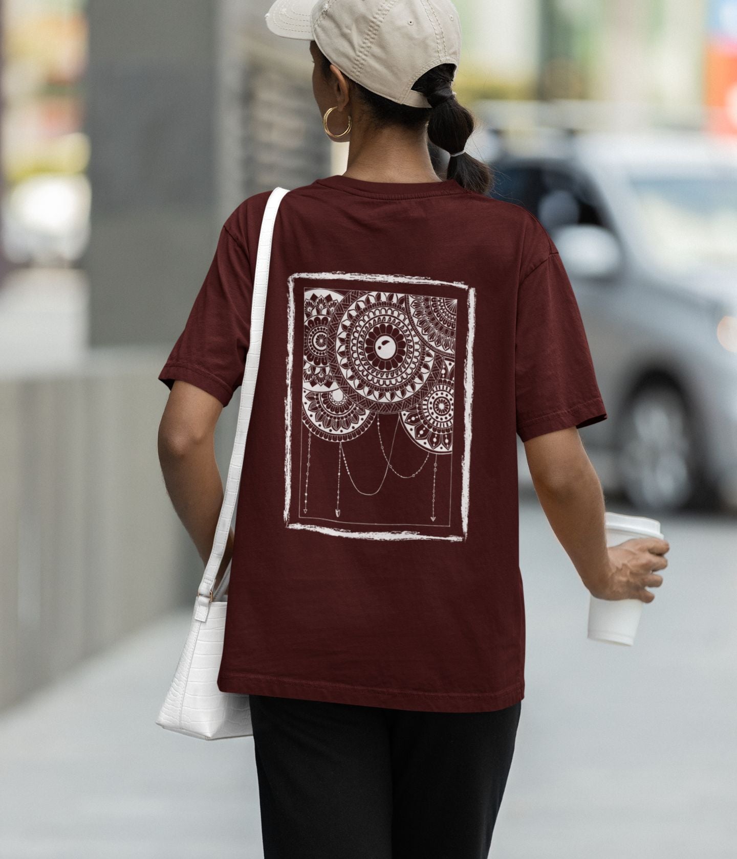 Mandala Frame - Terry Oversized T-Shirt - Dark