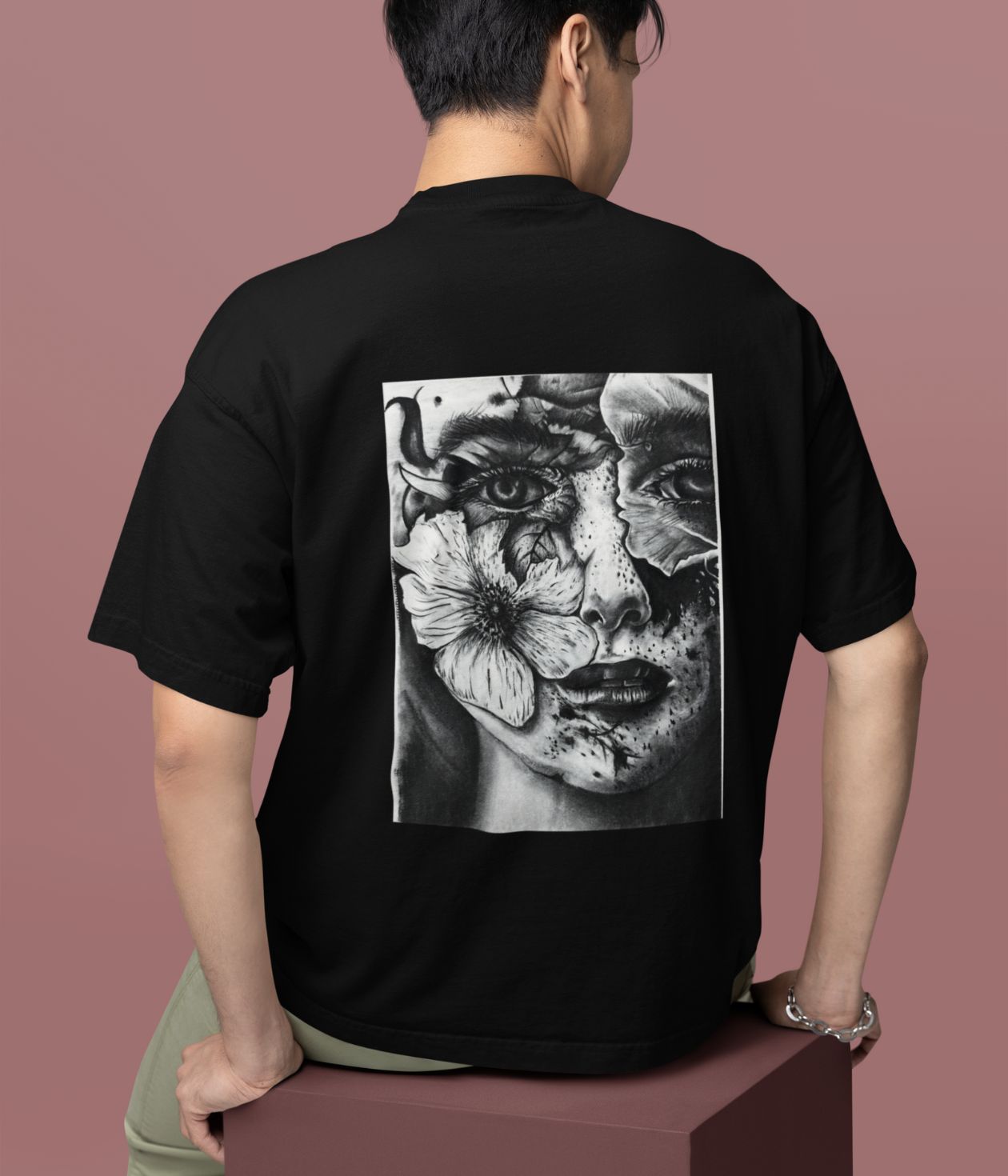 Eyes Of The Bloom - Terry Oversized T-Shirt - Dark