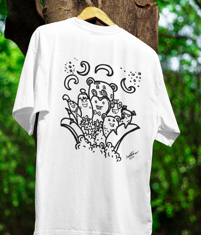 Cute Faces Doodle - Oversized Classic T-Shirt