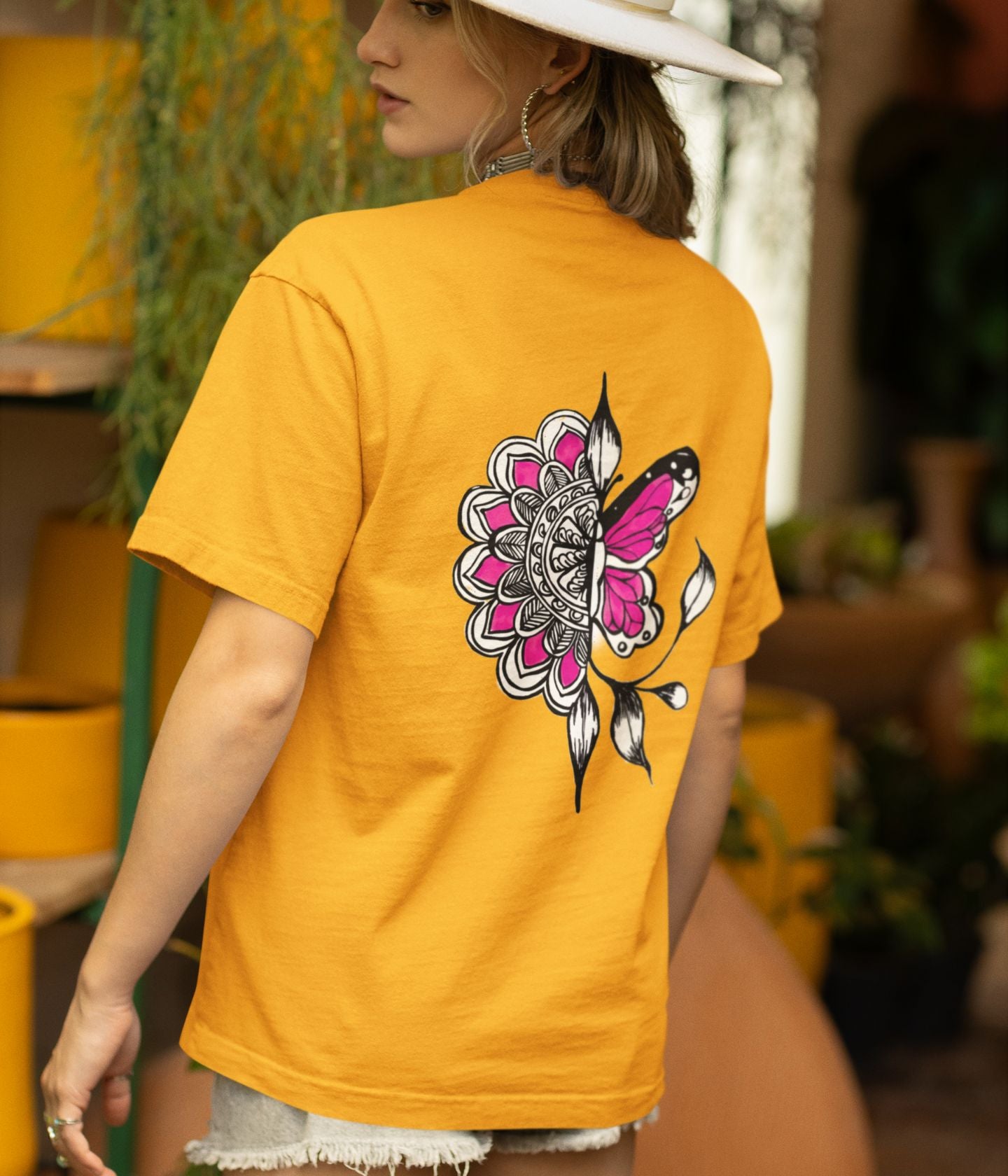 Butterfly Doodle - Oversized Classic T-Shirt