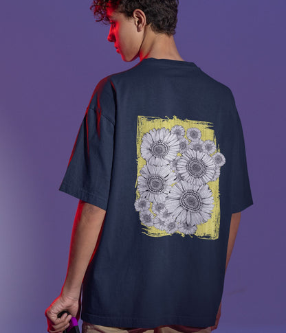 Sunflower Smiles - Terry Oversized T-Shirt - Dark