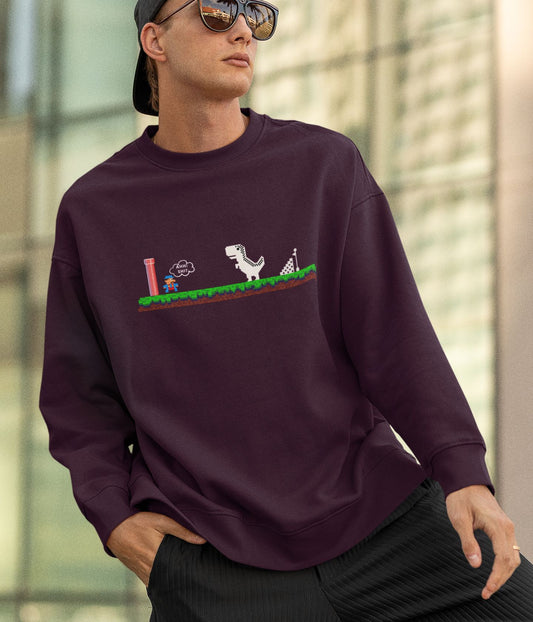 Mario Meets Dino - Unisex Sweatshirt - Dark