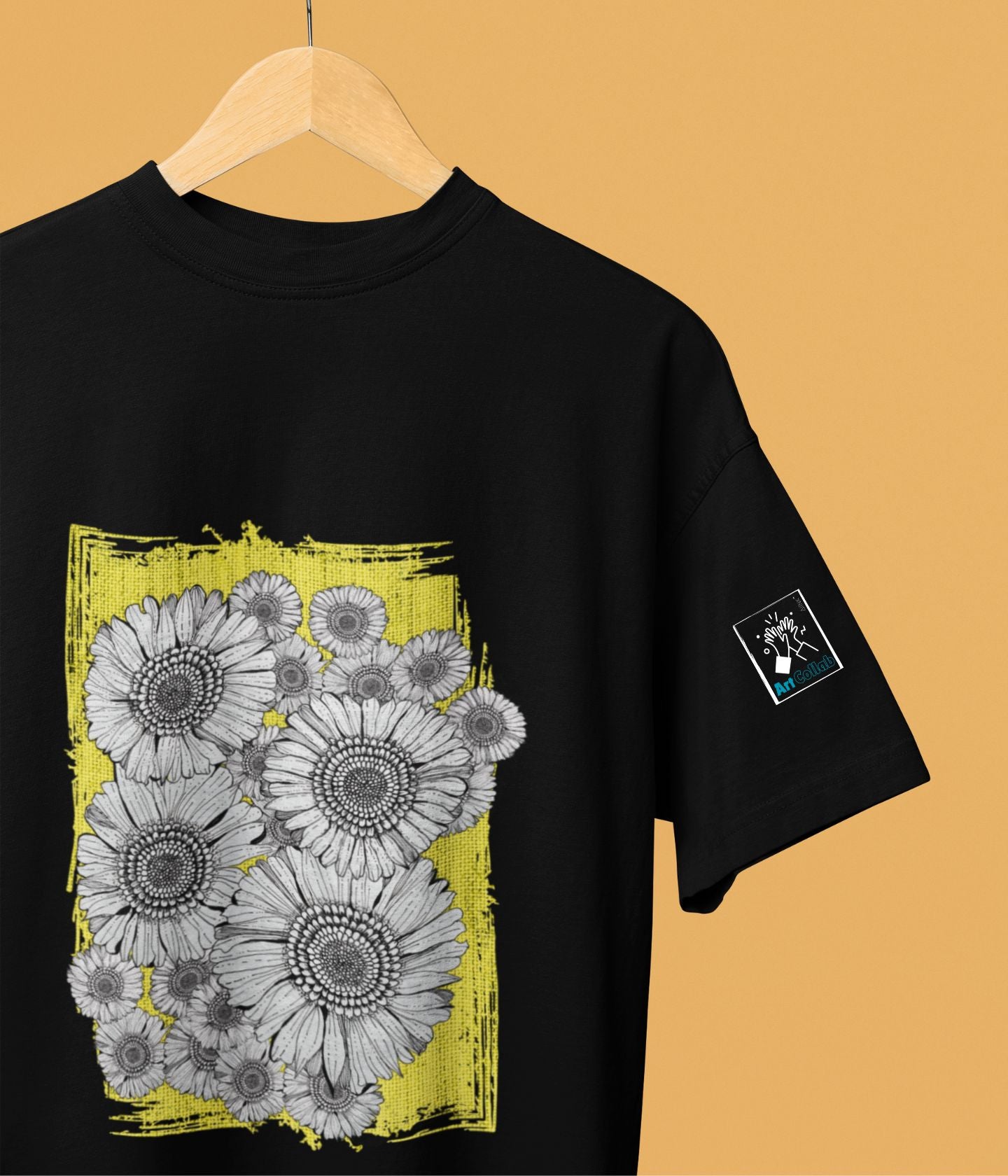 Sunflower Smiles - Unisex Oversized Classic T-Shirt - Dark - aiink