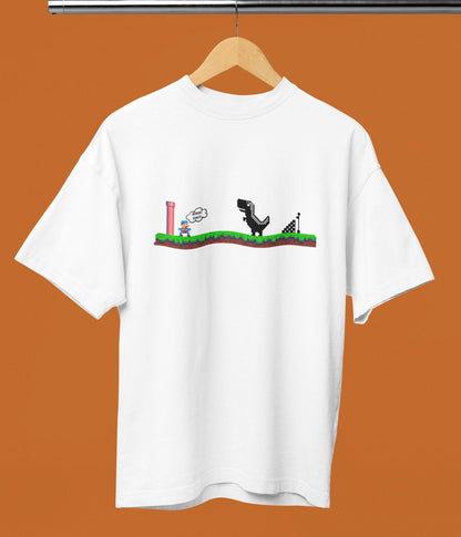 Mario Meets Dino - Terry Oversized T-Shirt