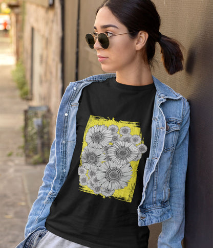 Sunflower Smiles - Unisex Classic T-Shirt - Dark - aiink