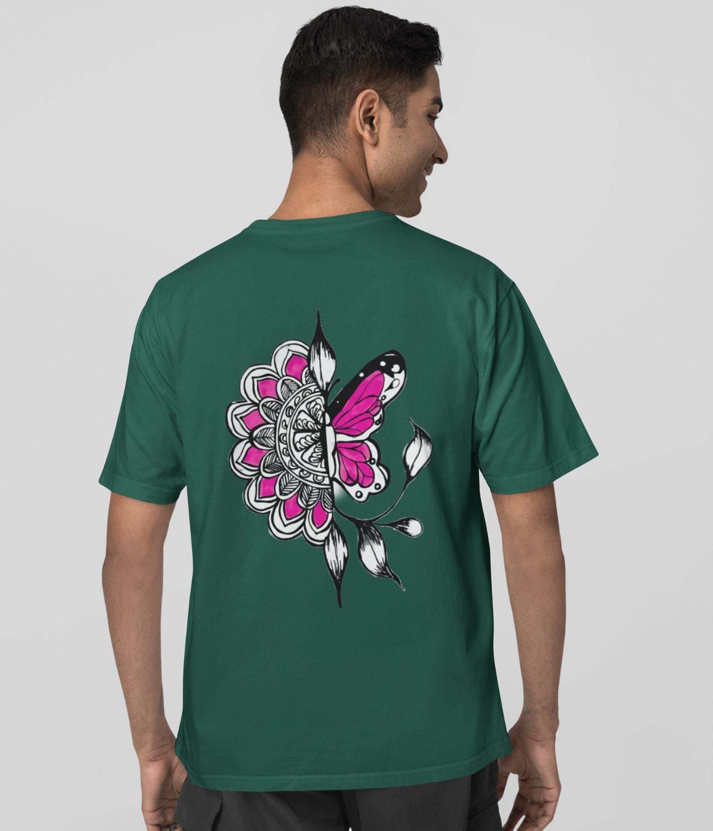 Butterfly Doodle - Oversized Classic T-Shirt - Dark