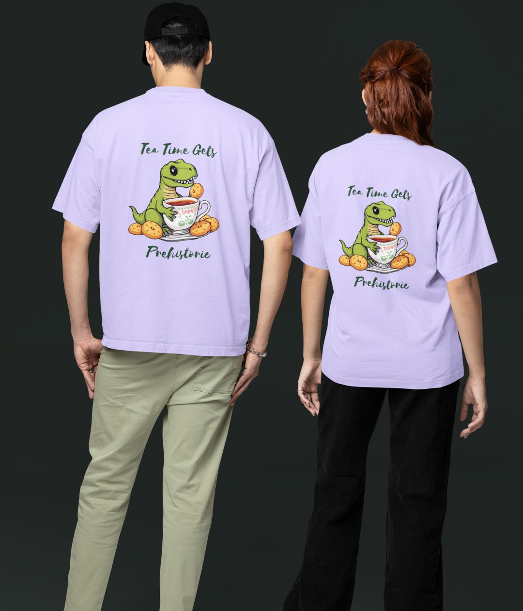 Tea Time Gets Prehistoric - Oversized Classic T-Shirt