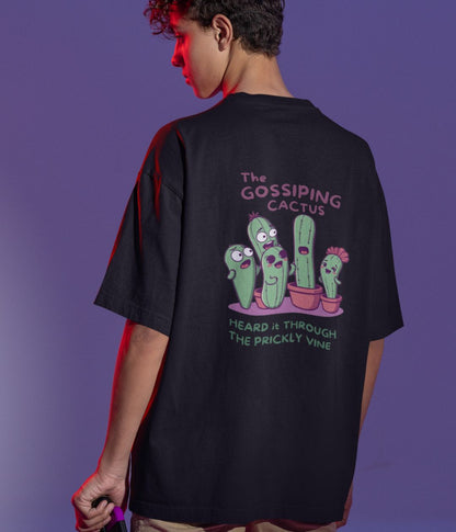 The Gossiping Cactus - Terry Oversized T-Shirt - Dark