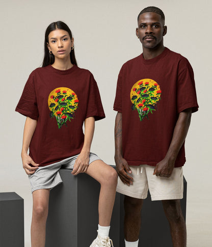 Floral Dusk - Oversized Classic T-Shirt - Dark