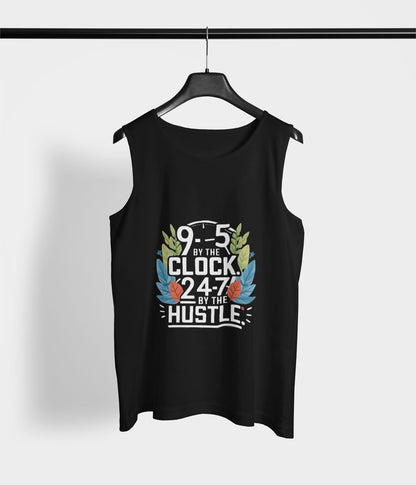 9-5 Hustle -  Men's Gym Vest - Dark - aiink