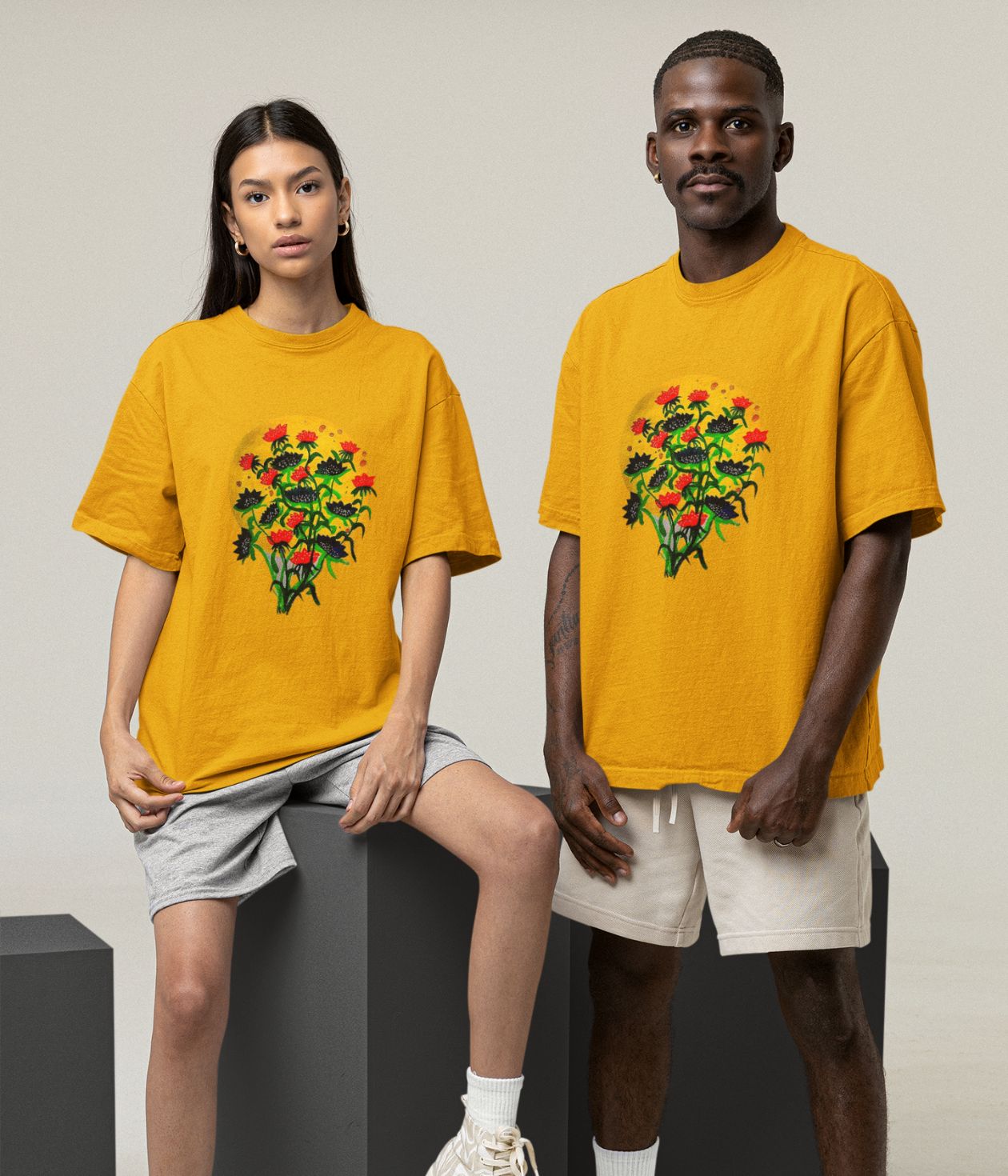 Floral Dusk - Oversized Classic T-Shirt
