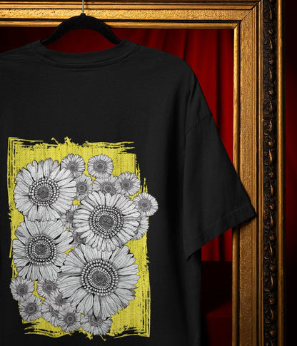 Sunflower Smiles - Terry Oversized T-Shirt - Dark