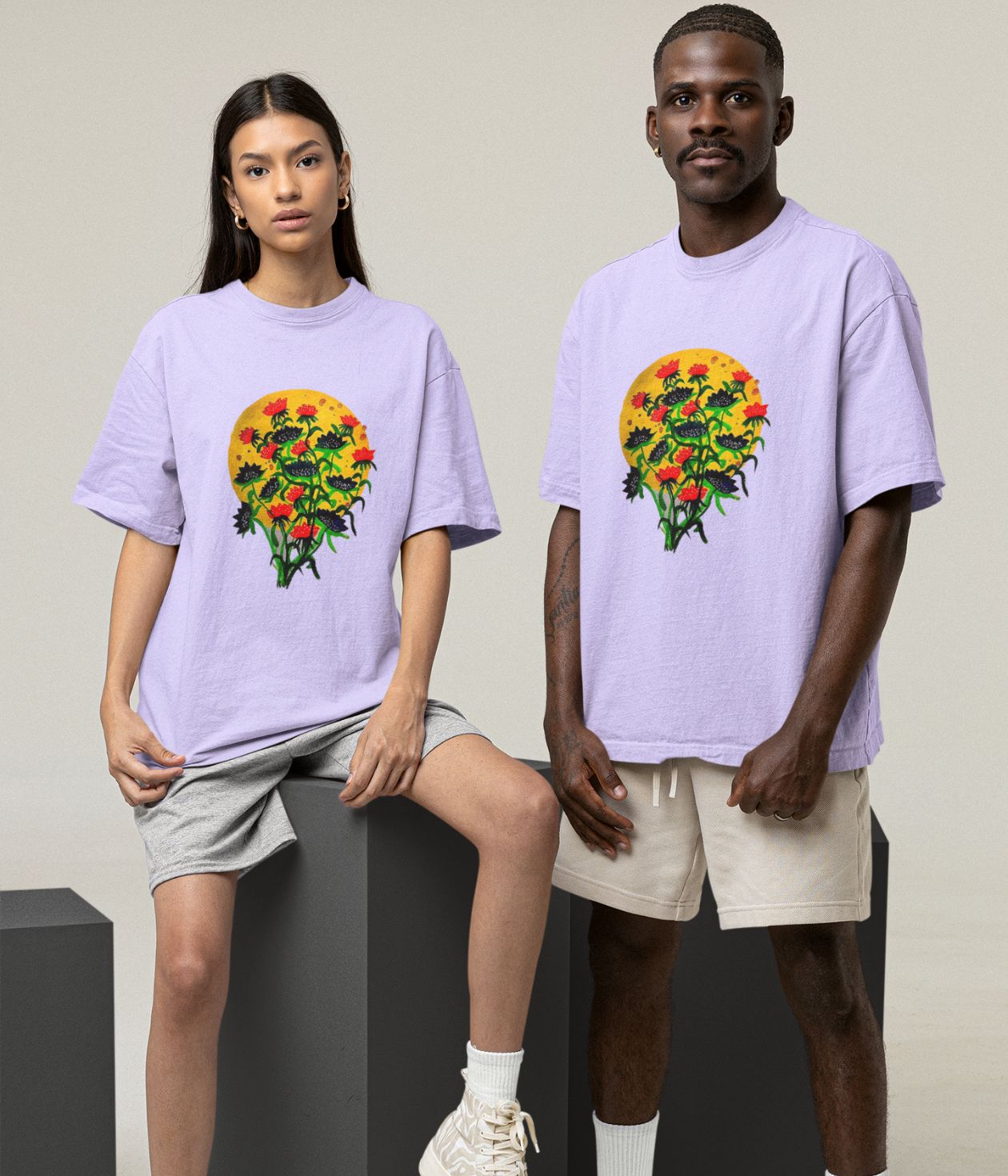 Floral Dusk - Oversized Classic T-Shirt