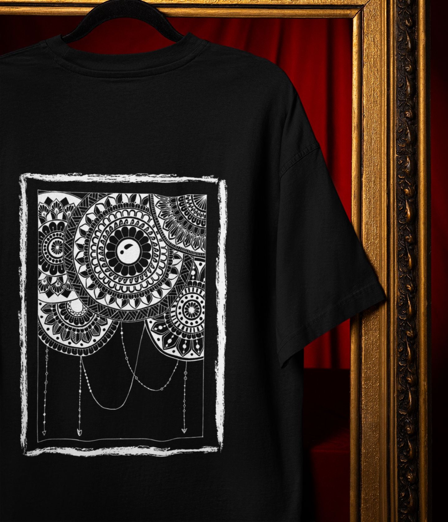 Mandala Frame - Terry Oversized T-Shirt - Dark