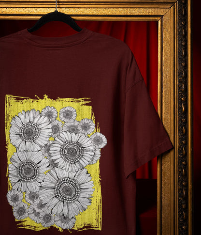 Sunflower Smiles - Terry Oversized T-Shirt - Dark