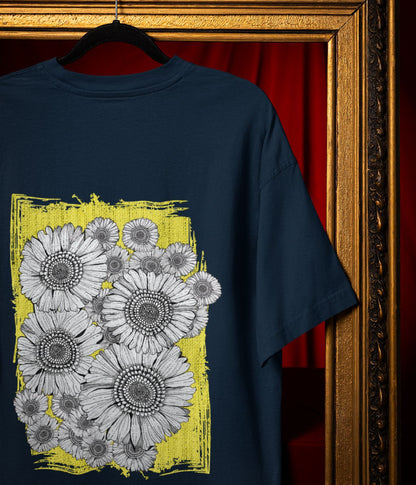 Sunflower Smiles - Terry Oversized T-Shirt - Dark