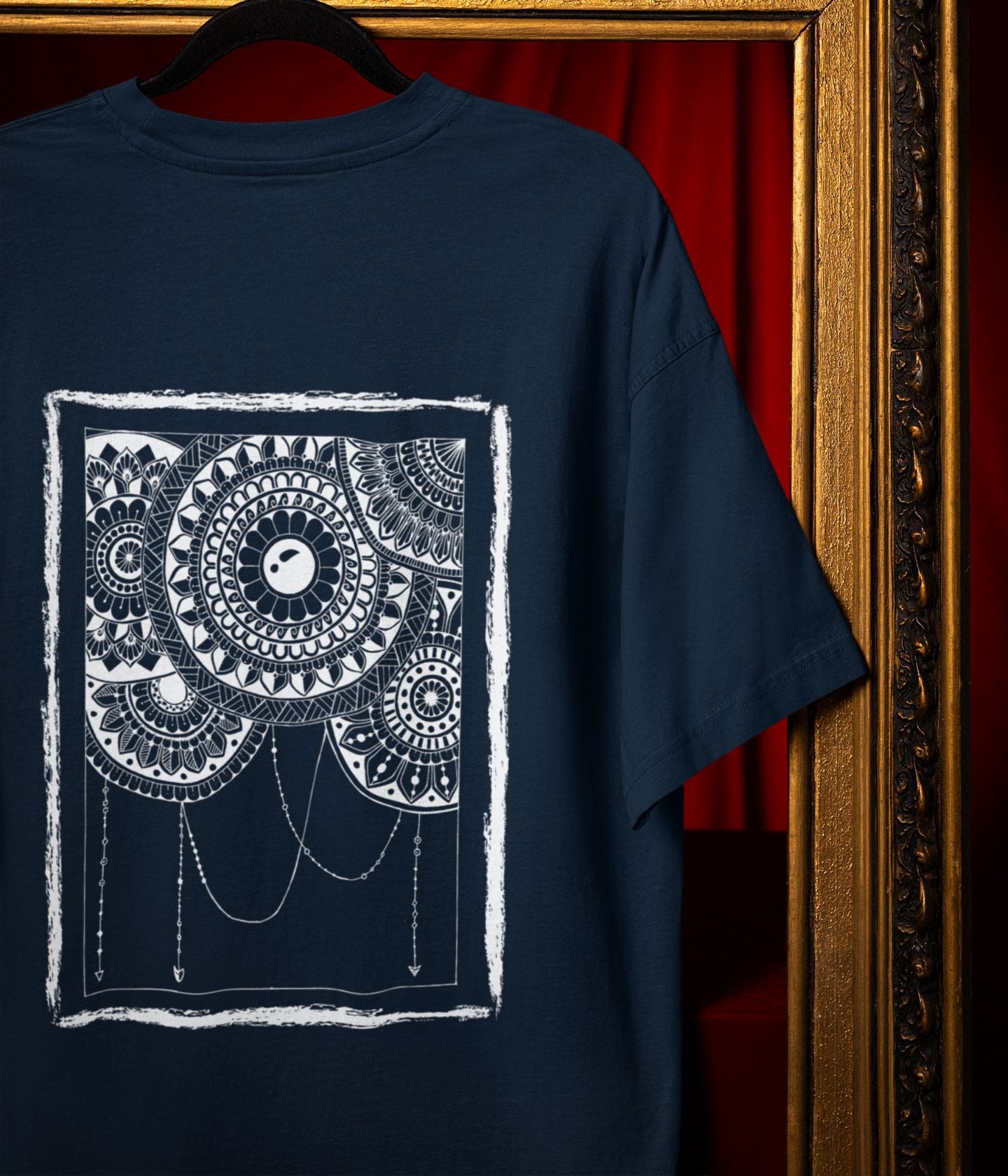 Mandala Frame - Terry Oversized T-Shirt - Dark