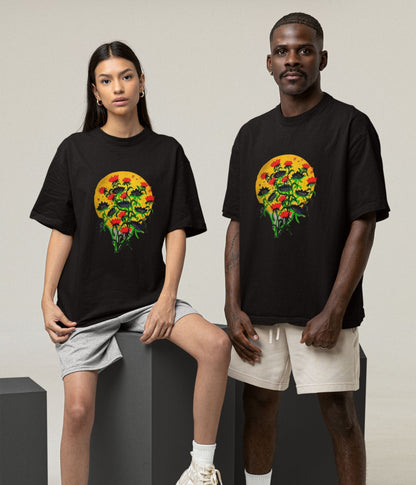 Floral Dusk - Oversized Classic T-Shirt - Dark