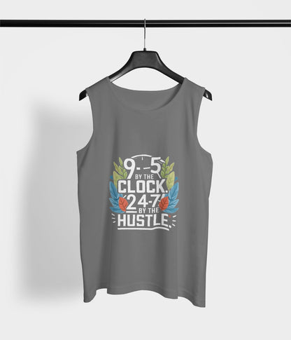 9-5 Hustle -  Men's Gym Vest - Dark - aiink