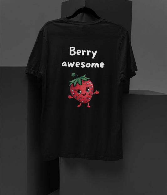 Berry Awesome - Terry Oversized T-Shirt - Dark - aiink