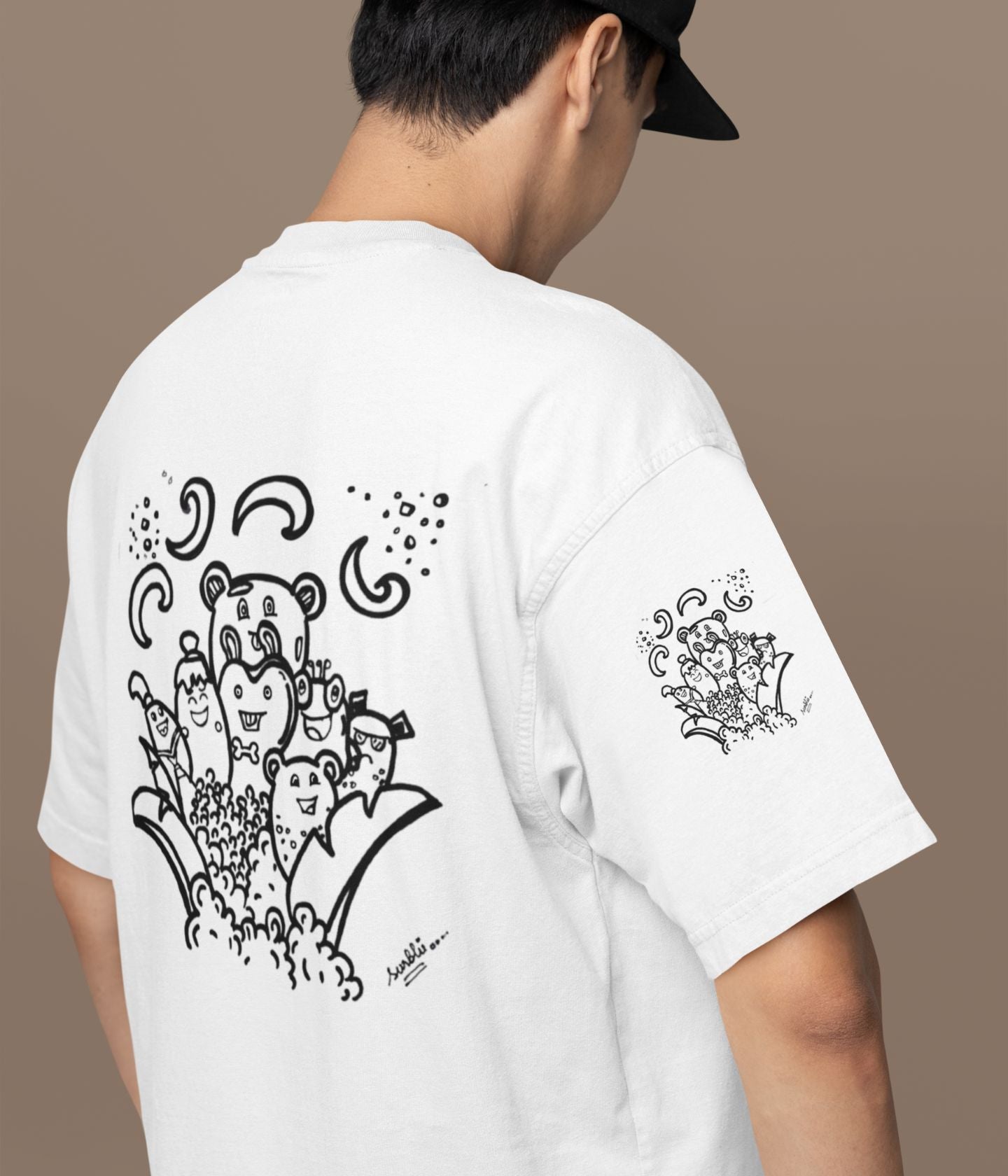 Cute Faces Doodle - Oversized Classic T-Shirt