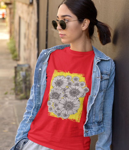 Sunflower Smiles - Unisex Classic T-Shirt - Dark - aiink