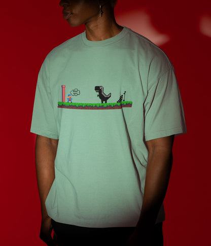 Mario Meets Dino - Terry Oversized T-Shirt