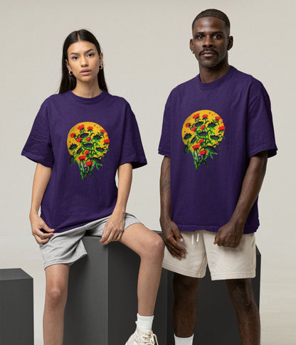 Floral Dusk - Oversized Classic T-Shirt - Dark