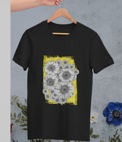 Sunflower Smiles - Unisex Classic T-Shirt - Dark - aiink