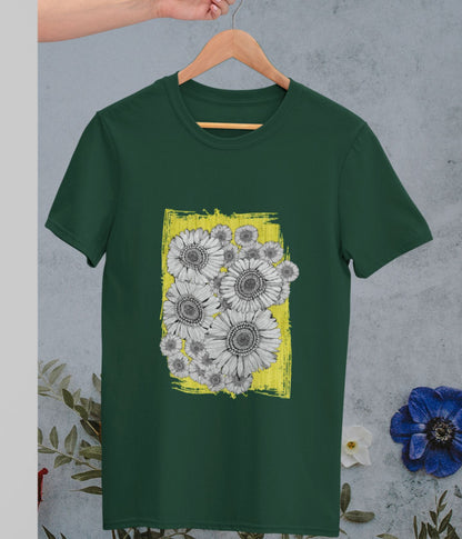 Sunflower Smiles - Unisex Classic T-Shirt - Dark - aiink