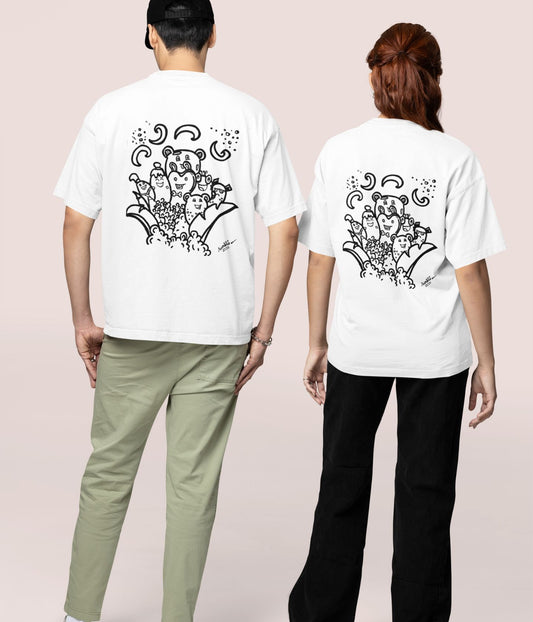 Cute Faces Doodle - Oversized Classic T-Shirt