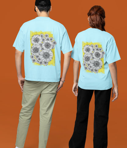 Sunflower Smiles - Oversized Classic T-Shirt - Back - aiink