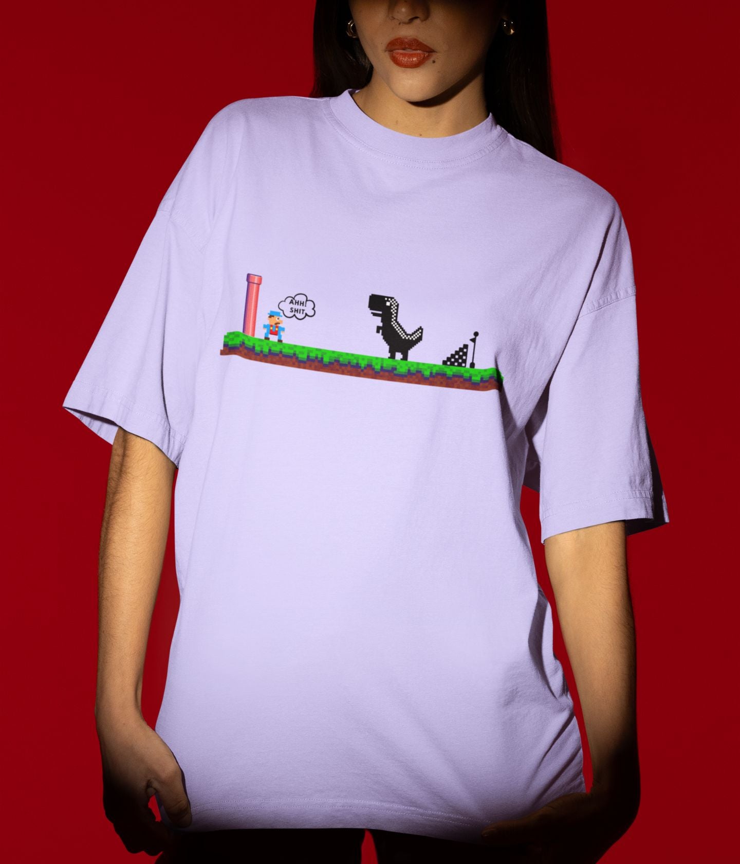 Mario Meets Dino - Terry Oversized T-Shirt