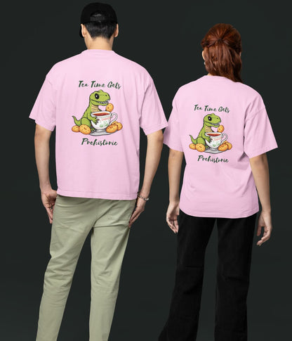 Tea Time Gets Prehistoric - Oversized Classic T-Shirt