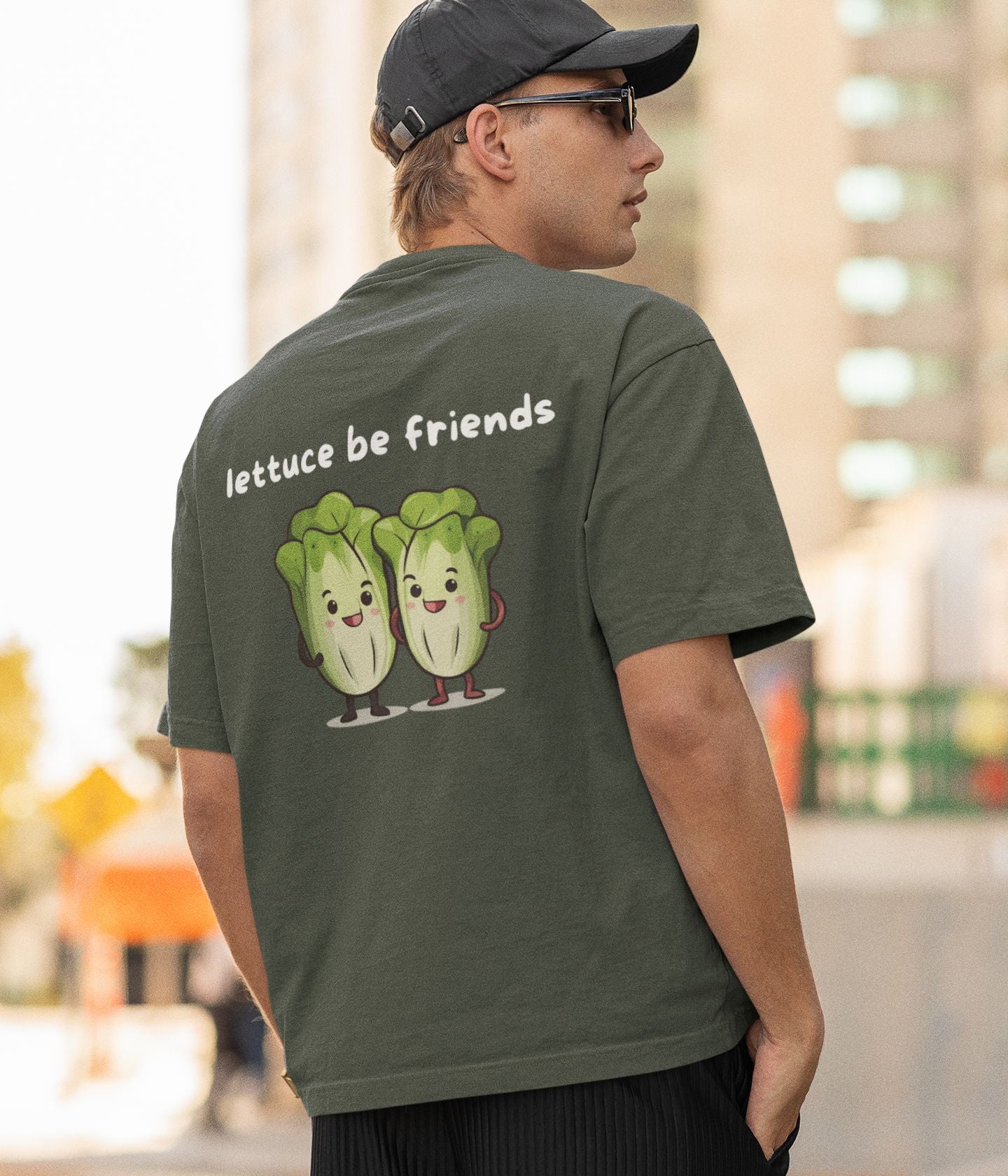 Lettuce Be Friends - Unisex Oversized Classic T-Shirt - Dark - aiink