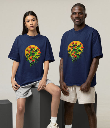 Floral Dusk - Oversized Classic T-Shirt - Dark