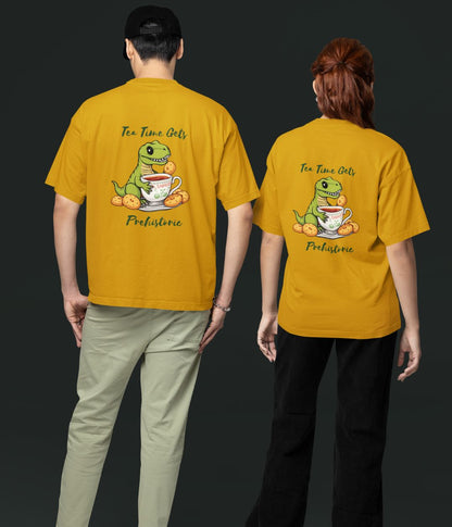 Tea Time Gets Prehistoric - Oversized Classic T-Shirt