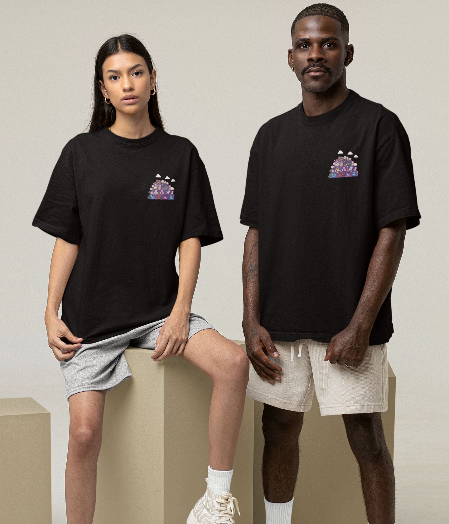 Pixel Zoo - Oversized Classic T-Shirt - Dark