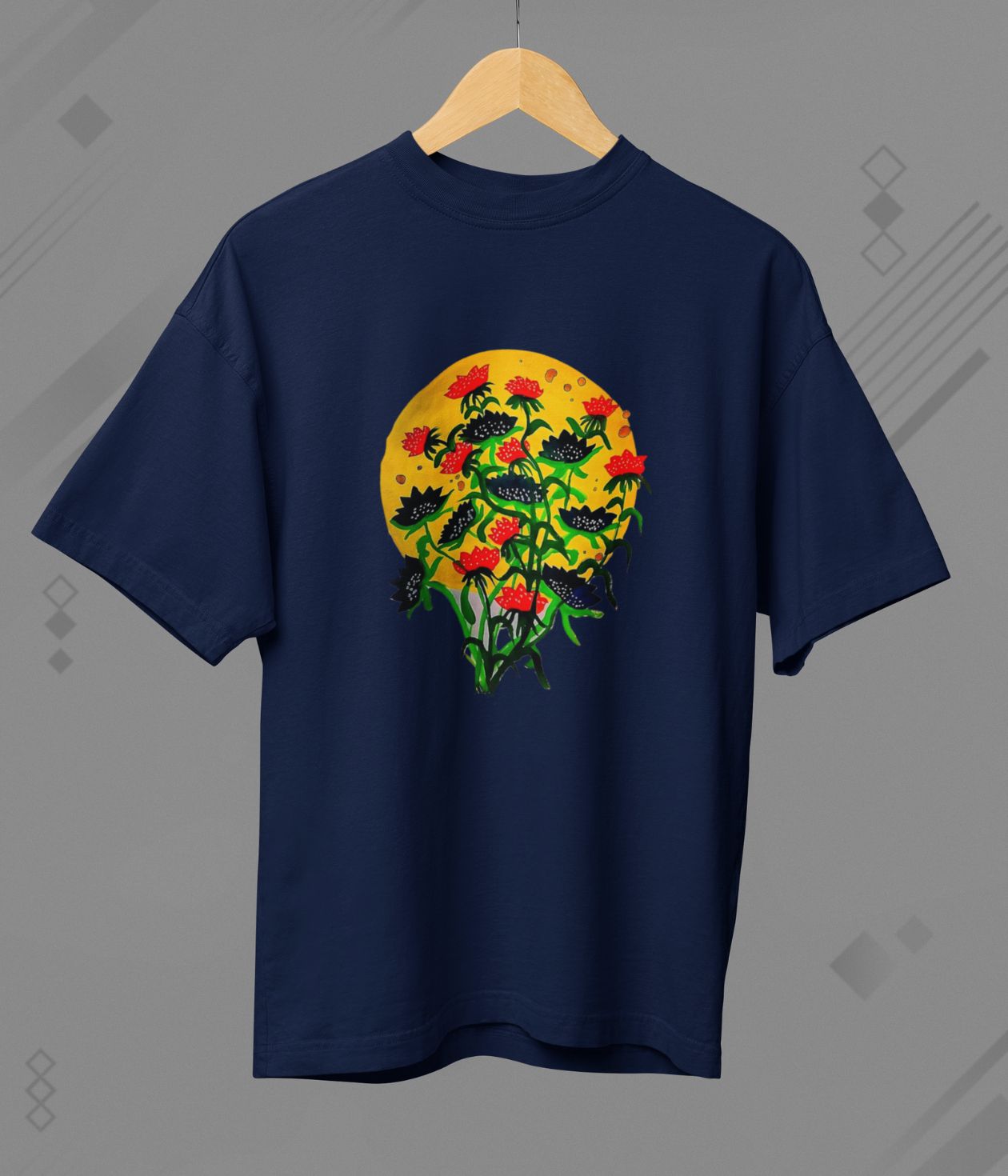 Floral Dusk - Terry Oversized T-Shirt - Dark