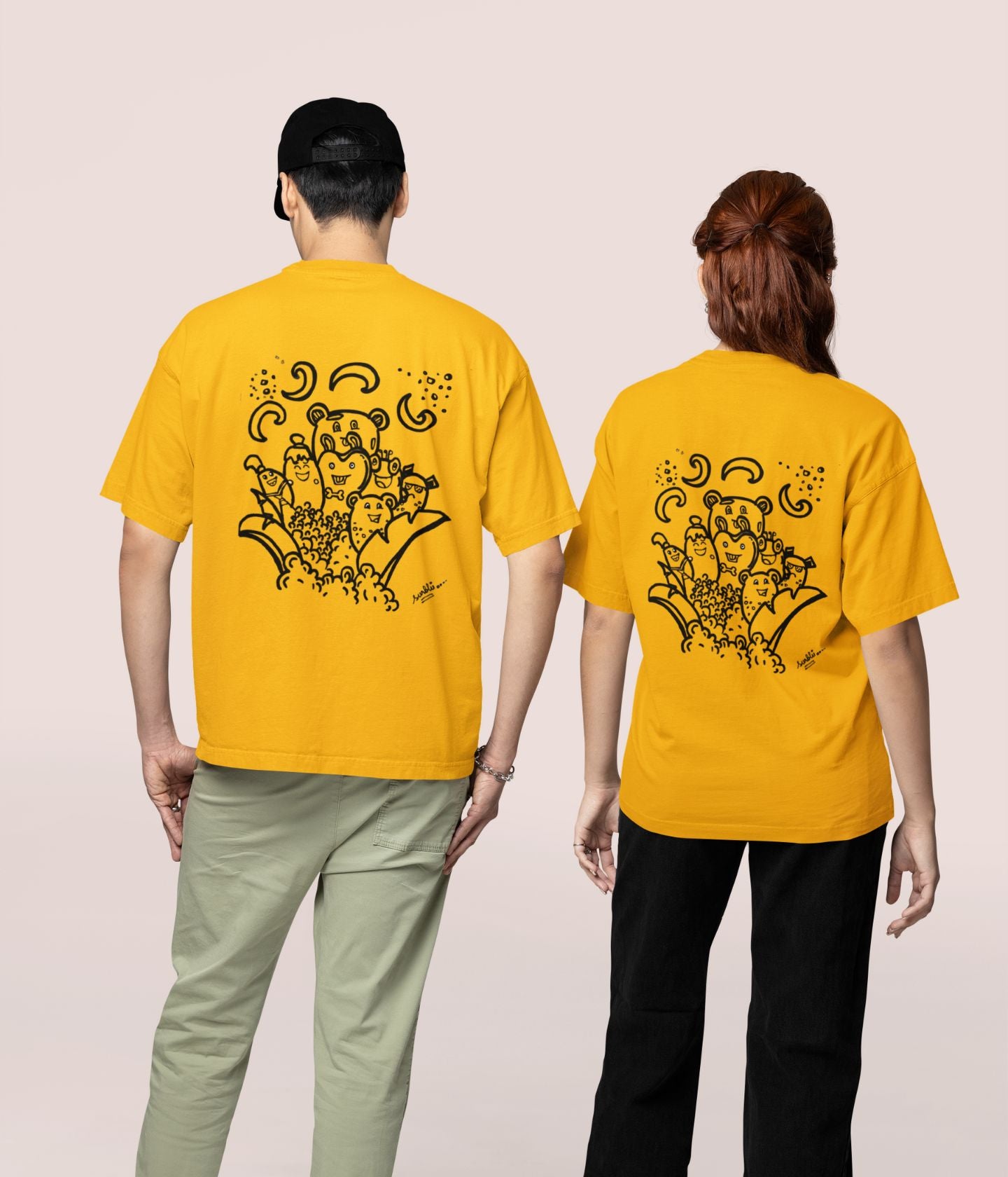 Cute Faces Doodle - Oversized Classic T-Shirt