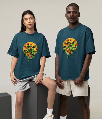 Floral Dusk - Oversized Classic T-Shirt - Dark