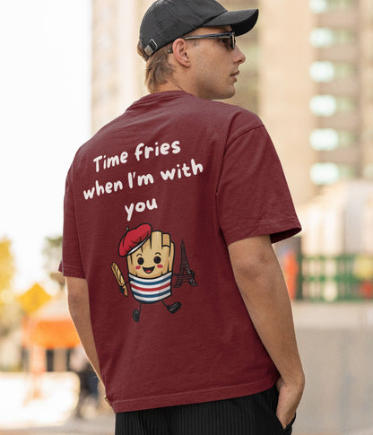 Time Fries - Unisex Oversized Classic T-Shirt - Dark - aiink