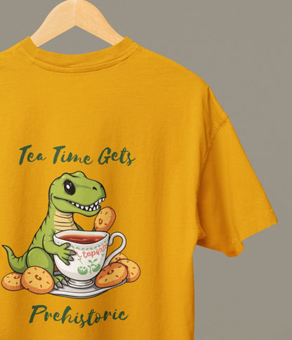 Tea Time Gets Prehistoric - Oversized Classic T-Shirt