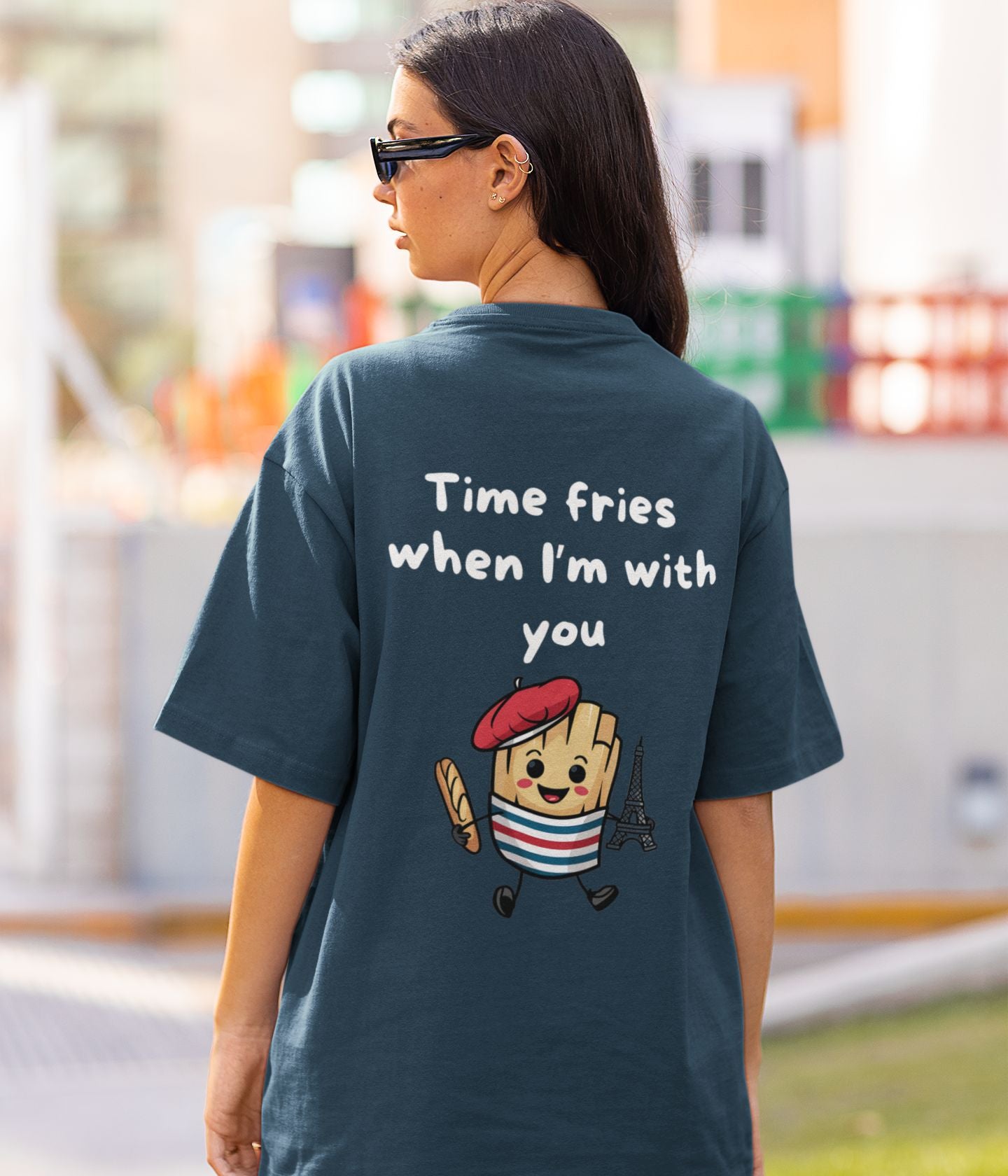 Time Fries - Unisex Oversized Classic T-Shirt - Dark - aiink